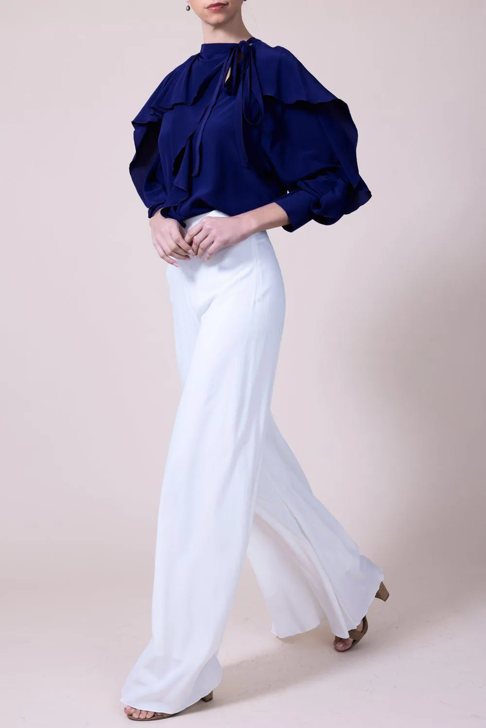 Tie Ruffle Blouse - Violet
