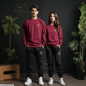 Unisex Fleece Plain 2-Piece Tracksuit