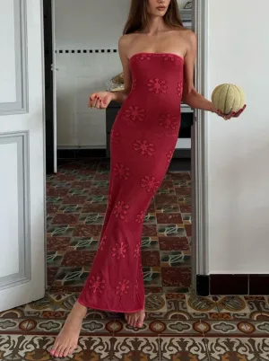 Vvsha Eden Knitted Strapless Maxi Dress