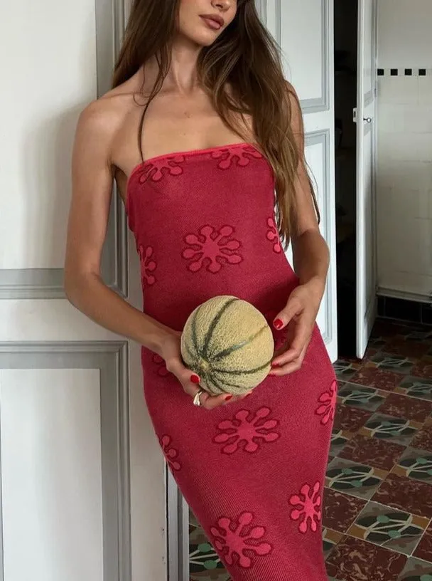 Vvsha Eden Knitted Strapless Maxi Dress