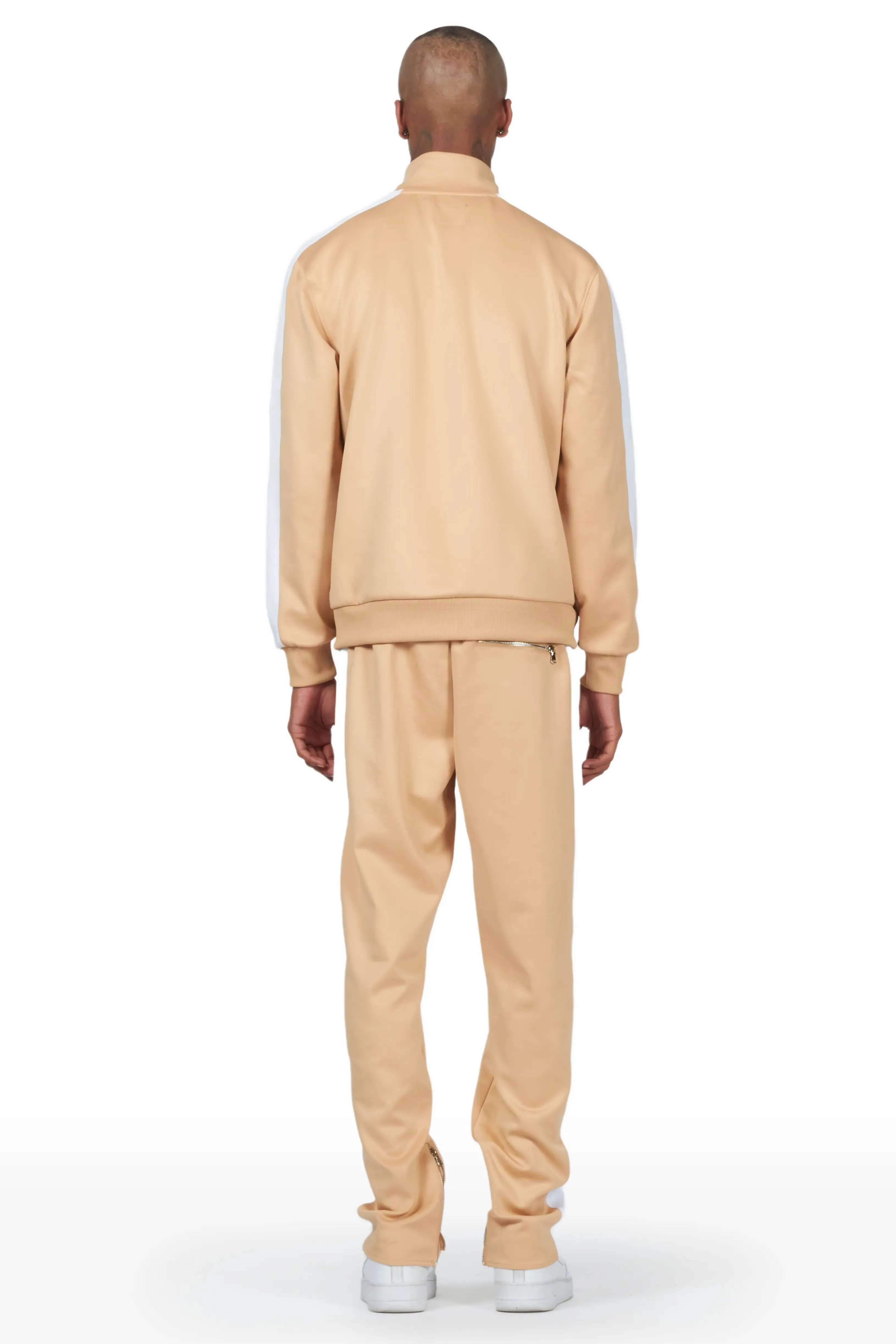Warblen Beige Tricot Slim Fit Track Set