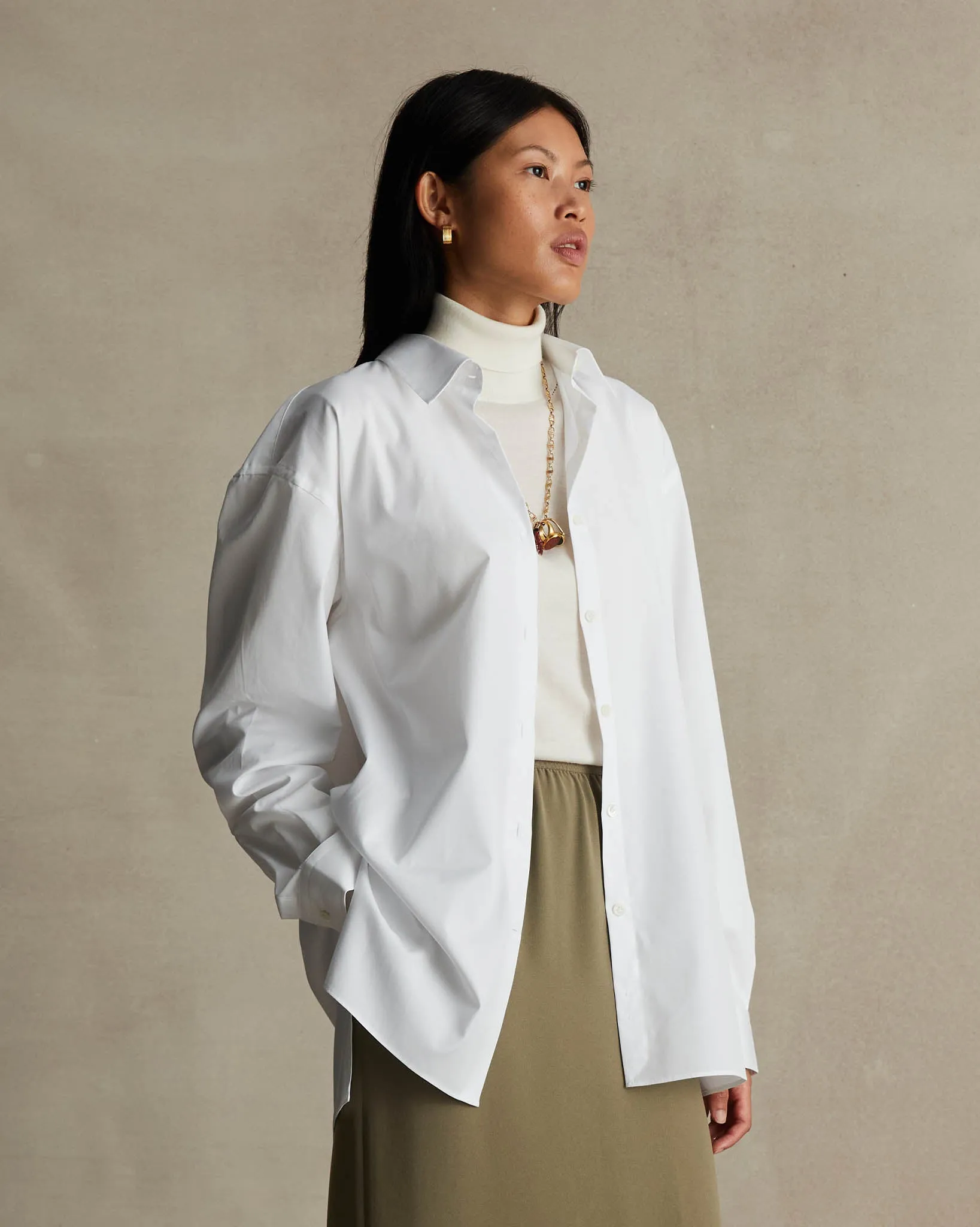White Poplin Oversized Shirt
