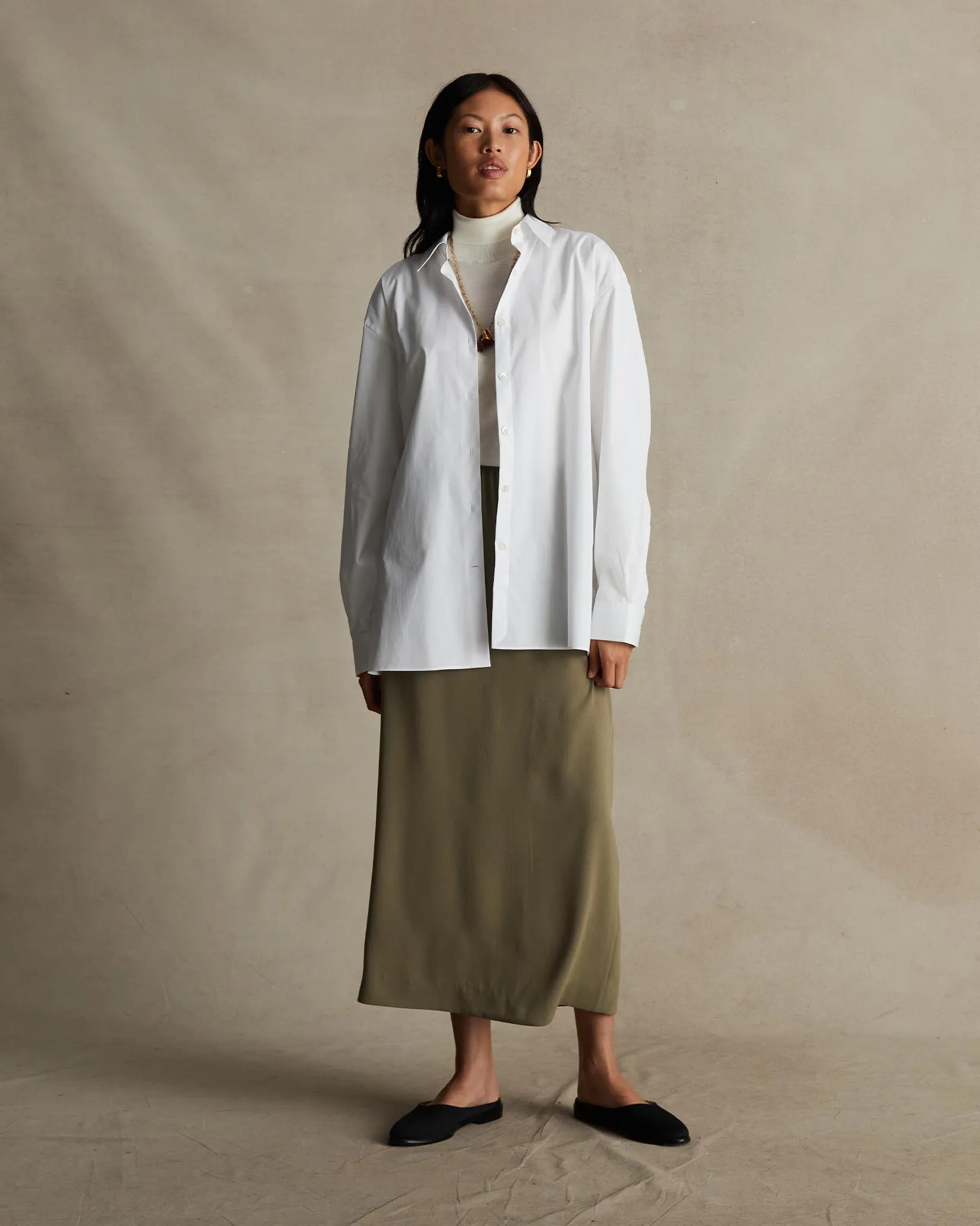 White Poplin Oversized Shirt