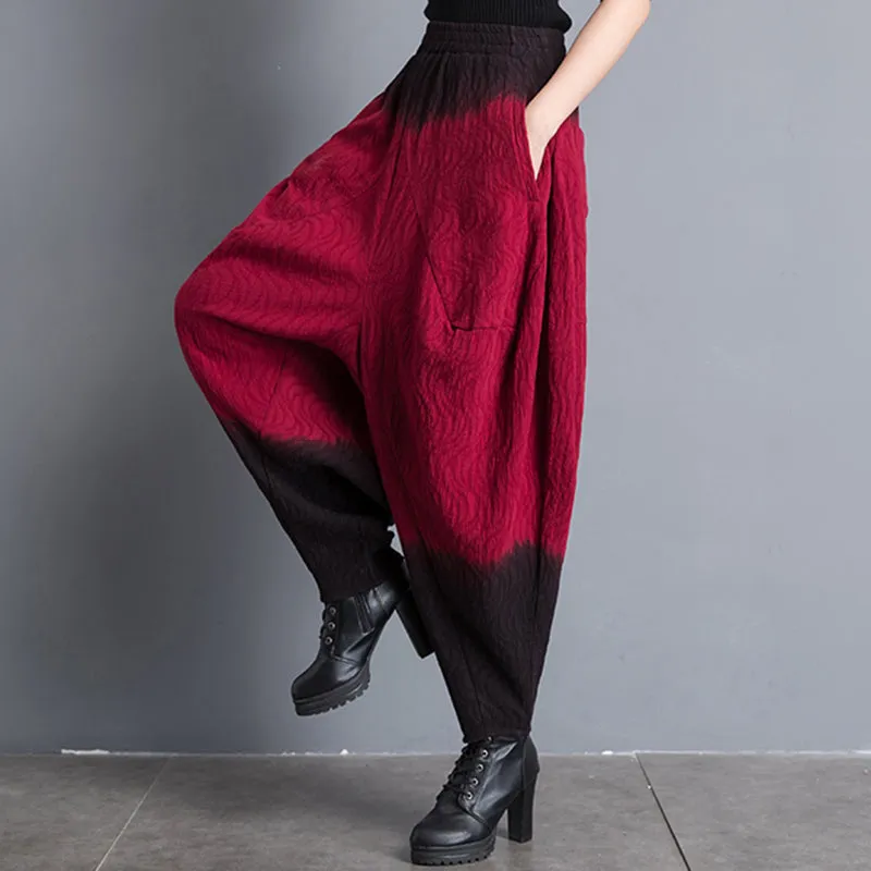 Wide Leg Knickerbockers Personalized Harem Pants Loose Large Crotch Gradient Casual Pants