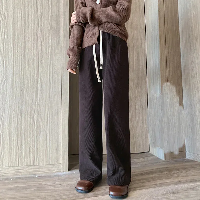 Women Long Pants Spring Autumn Women Elastic Waist Stright Long Wide leg pants 2024 Casual Female Long Pants Trousers