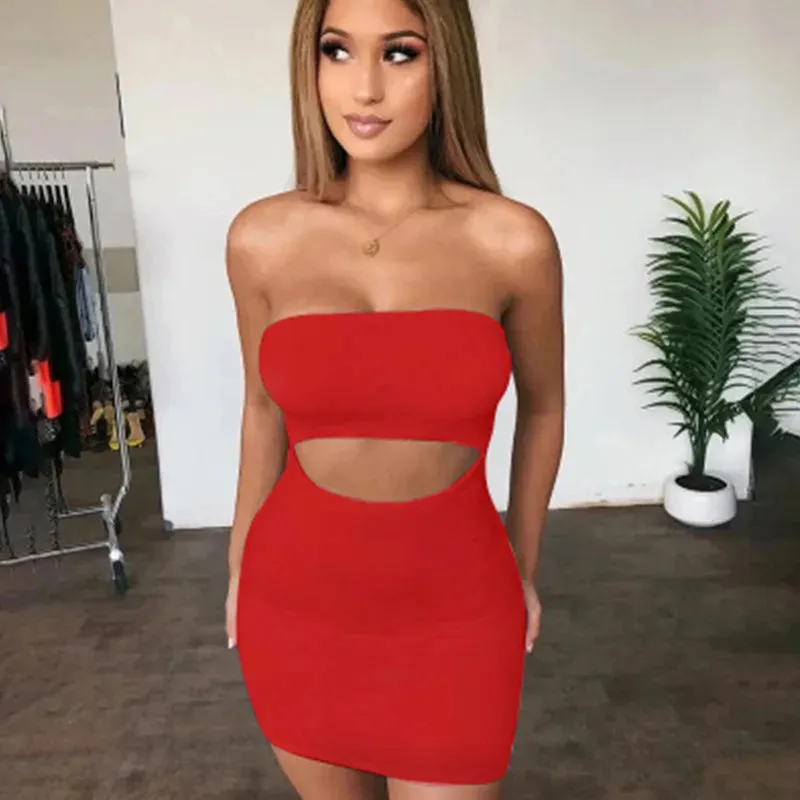 Women Sexy Dress Summer Sundress Casual Hollow Tube Top Halter Dress