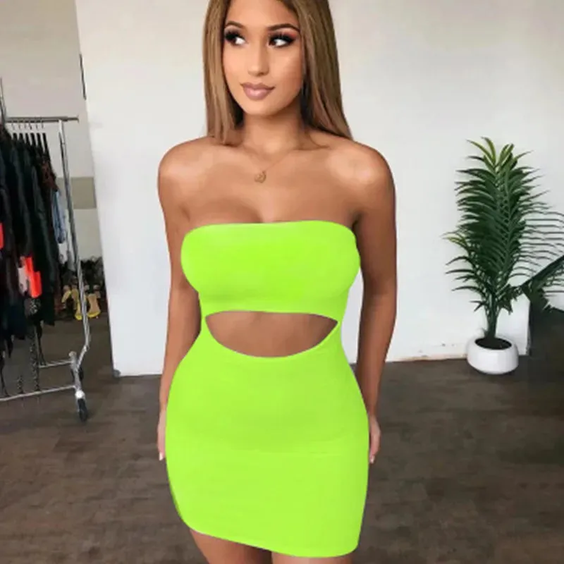 Women Sexy Dress Summer Sundress Casual Hollow Tube Top Halter Dress
