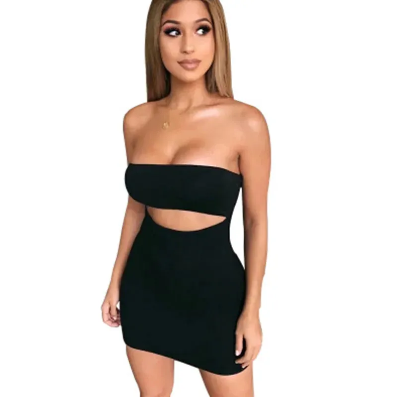 Women Sexy Dress Summer Sundress Casual Hollow Tube Top Halter Dress