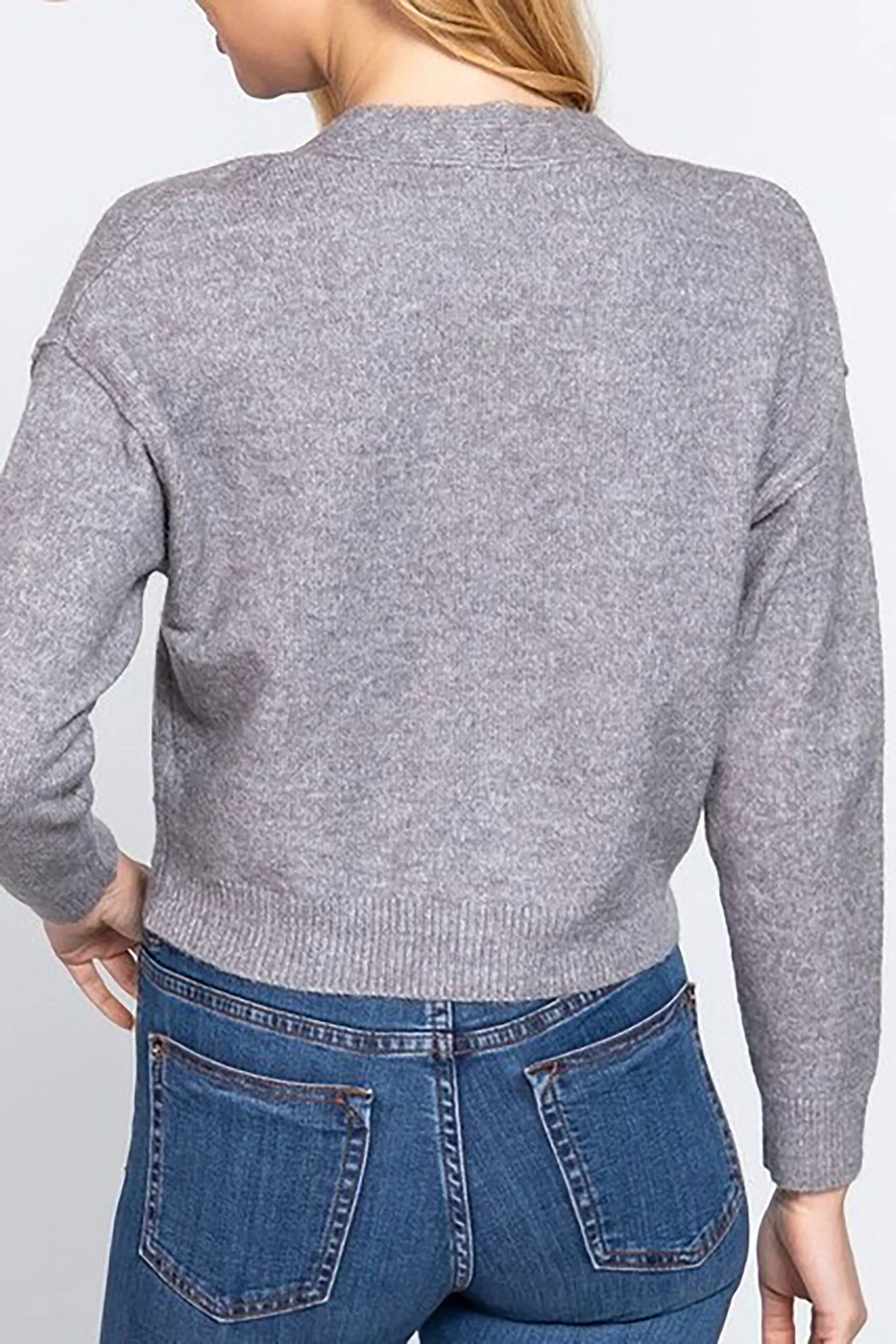 Women's Plus Size Long Sleeve V-neck Button Down Cardigan