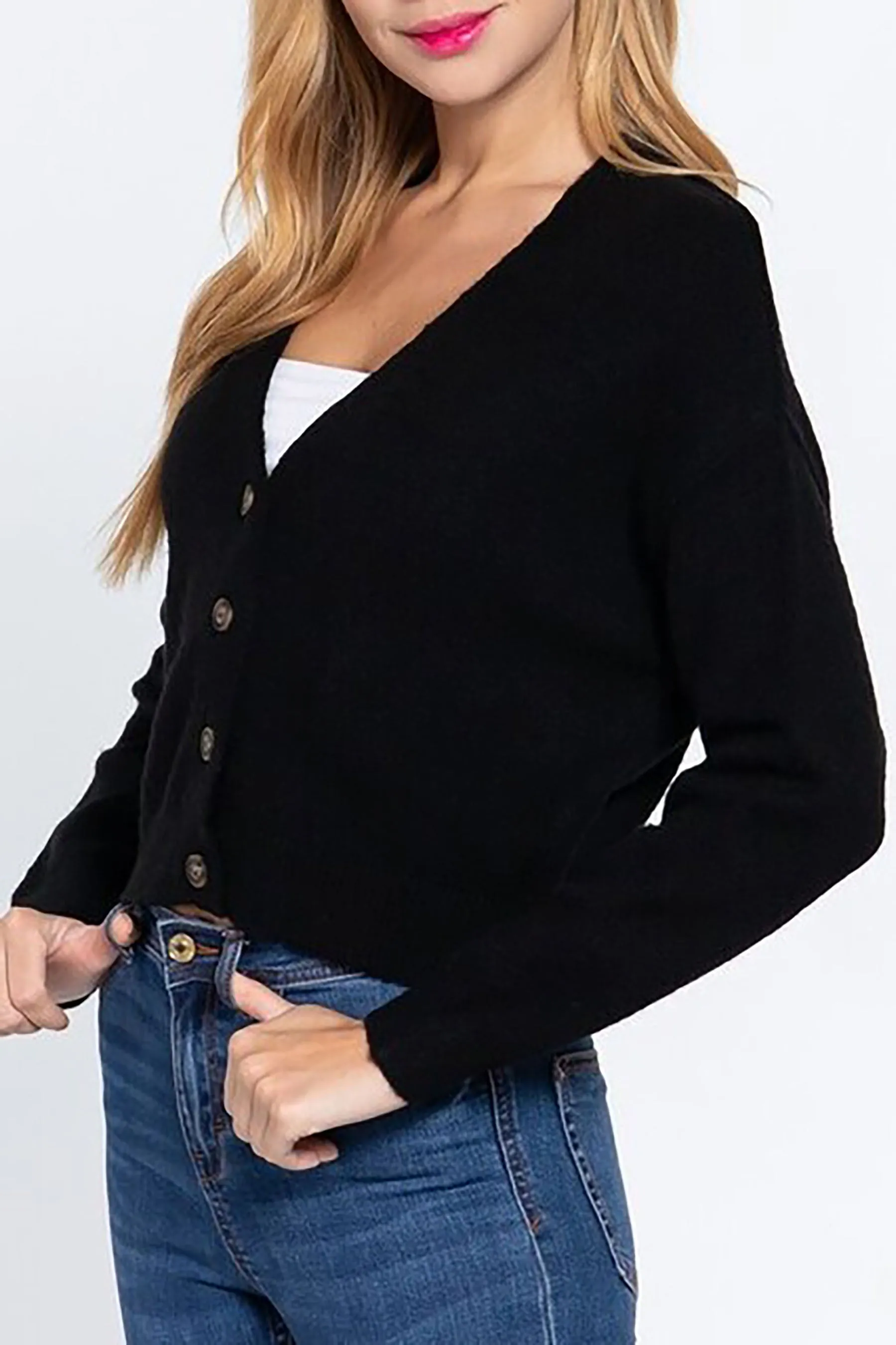 Women's Plus Size Long Sleeve V-neck Button Down Cardigan