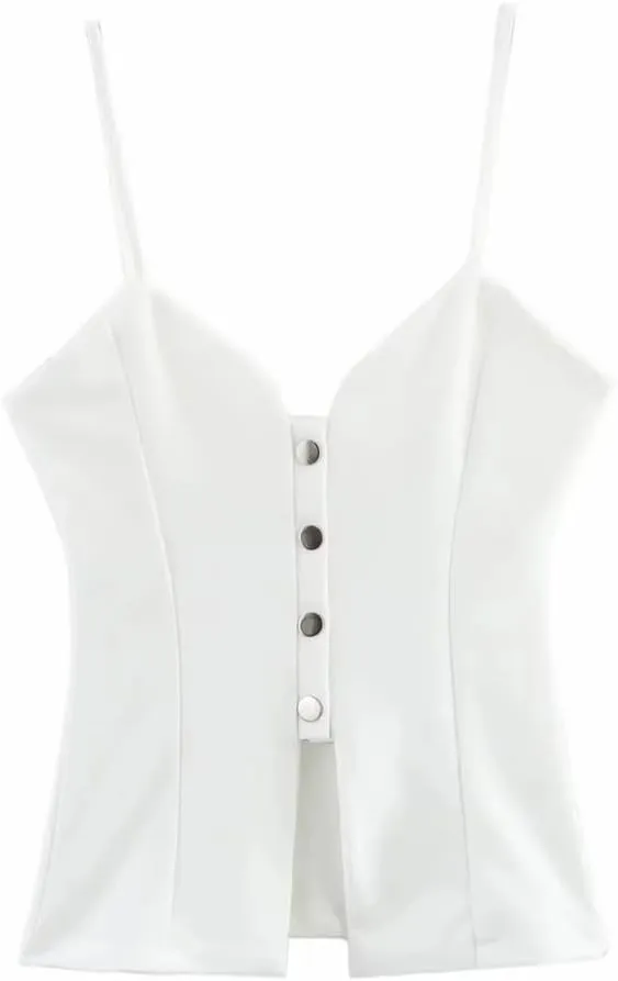 Womens Solid Backless Sleeveless Camisole V-Neck Casual Tube Short Tops
