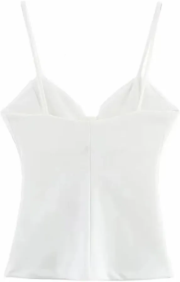 Womens Solid Backless Sleeveless Camisole V-Neck Casual Tube Short Tops