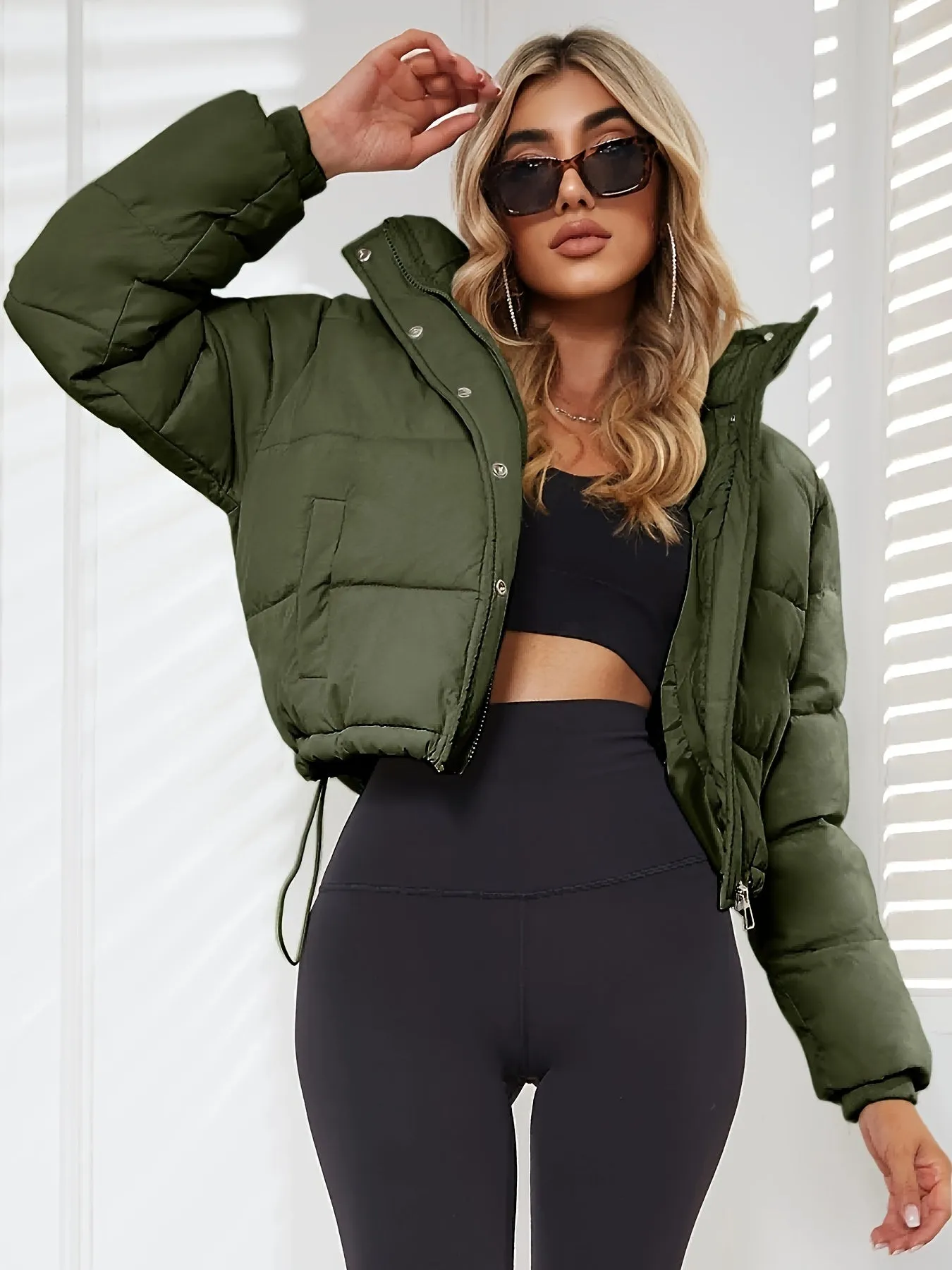 Women's Stylish Warm Puffer Hooded Winter Jacket with Stand Collar | Ideal for Autumn/Winter