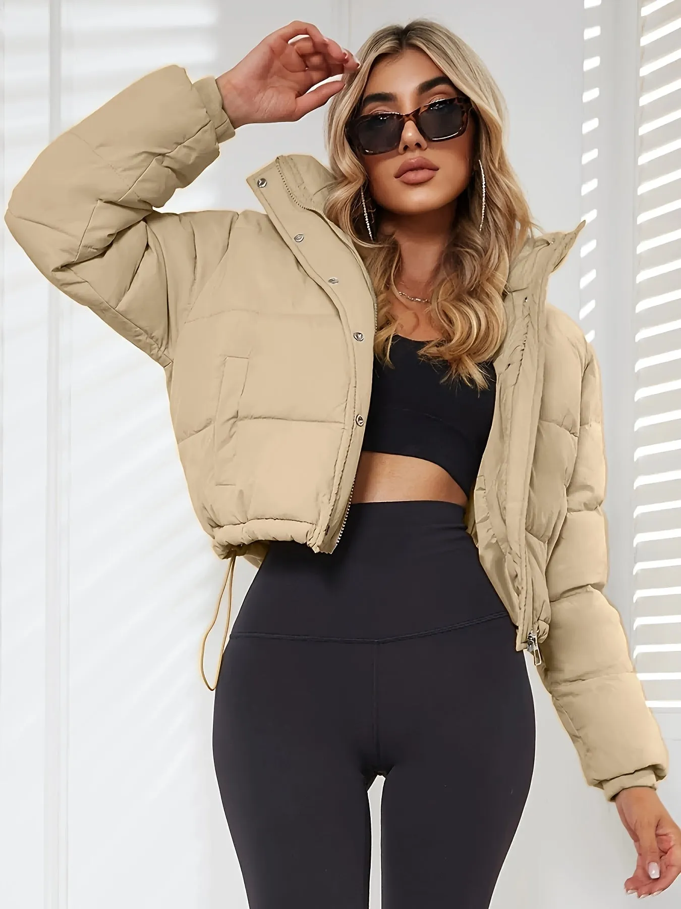 Women's Stylish Warm Puffer Hooded Winter Jacket with Stand Collar | Ideal for Autumn/Winter