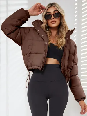 Women's Stylish Warm Puffer Hooded Winter Jacket with Stand Collar | Ideal for Autumn/Winter