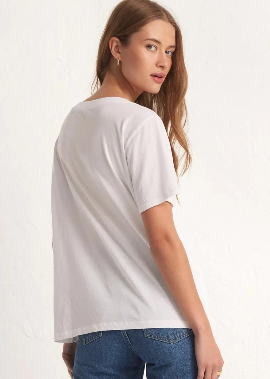 Z Supply Girlfriend V- Neck Tee-White