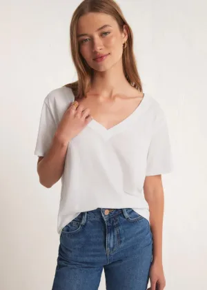 Z Supply Girlfriend V- Neck Tee-White